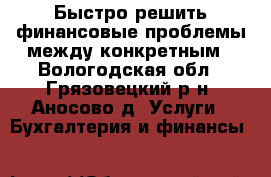 Быстро решить финансовые проблемы между конкретным - Вологодская обл., Грязовецкий р-н, Аносово д. Услуги » Бухгалтерия и финансы   